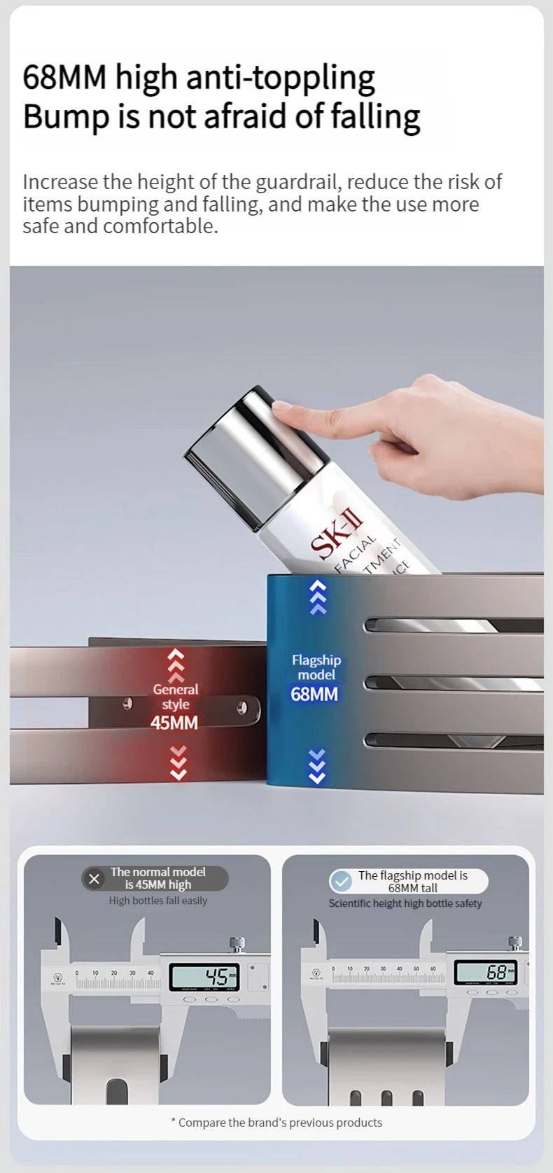 No Drill Sticker Walls Installation Aluminum Bathroom Shelf