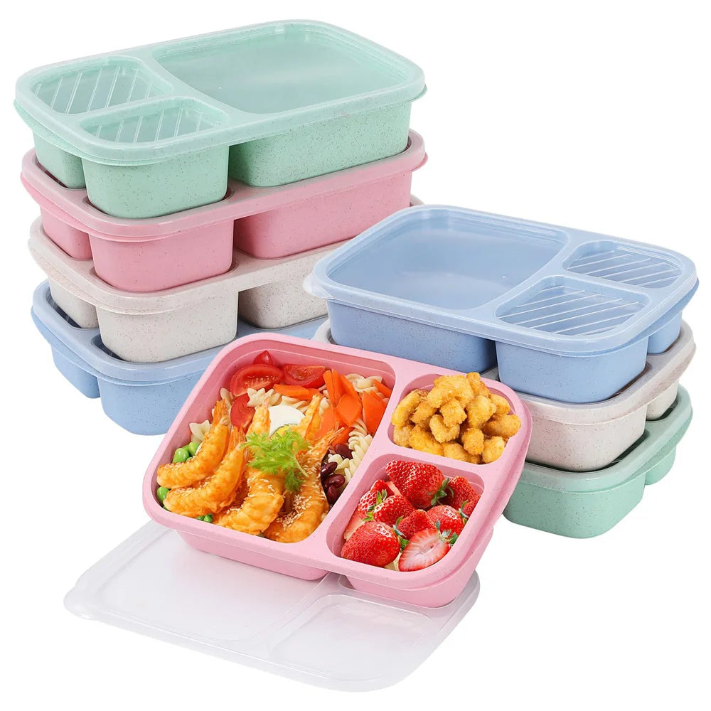 1/4pack Bento Lunch Box Compartment Food Storage Containers