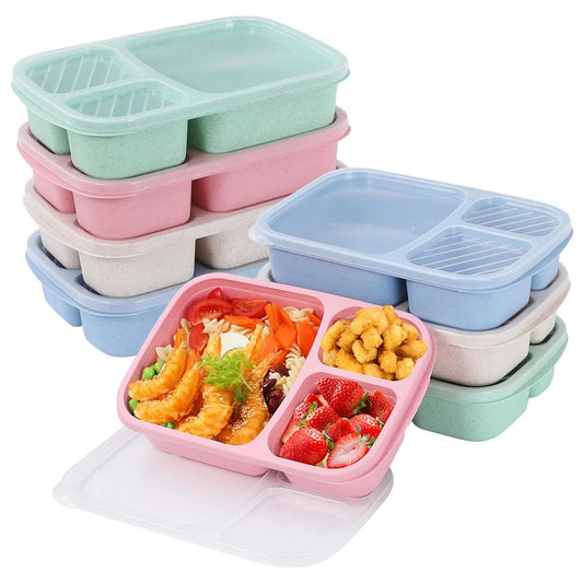 1/4pack Bento Lunch Box Compartment Food Storage Containers
