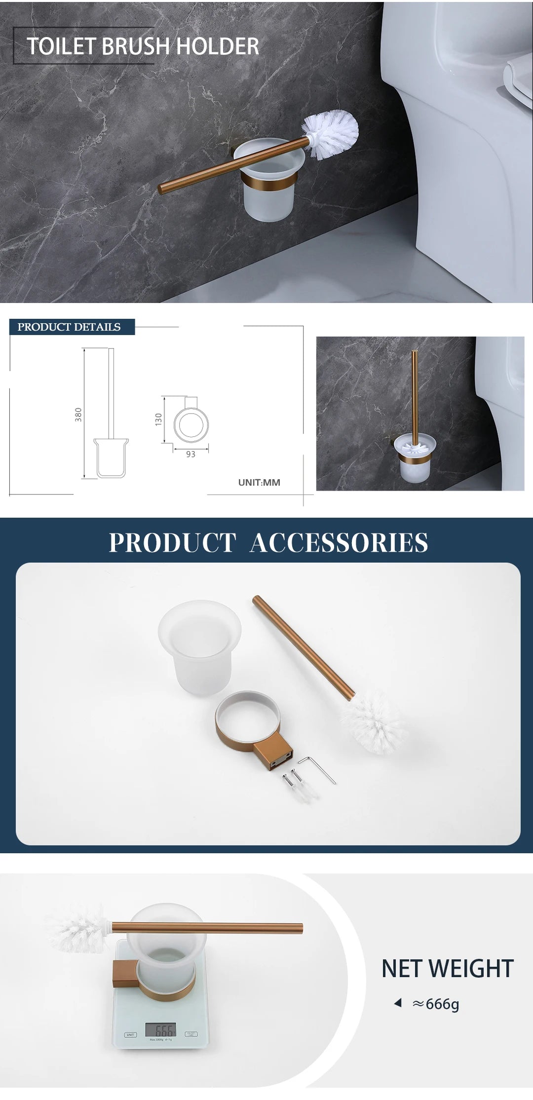 Brushed Rose Gold Storage Rack Towel Bar Tissue