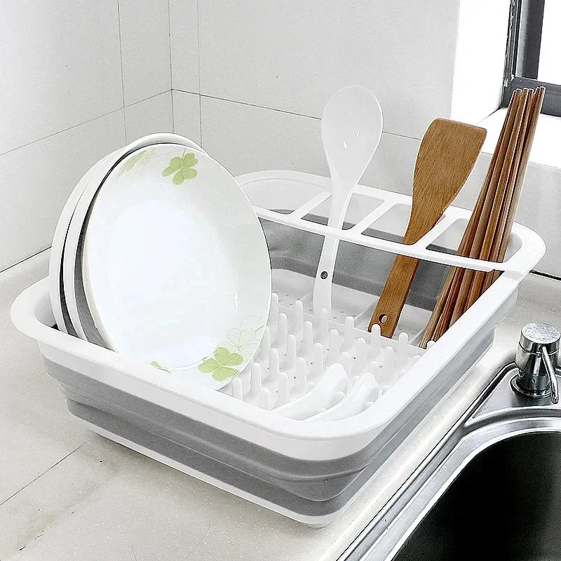 Foldable Dish Rack Storage Water Leakage Tableware Bowl