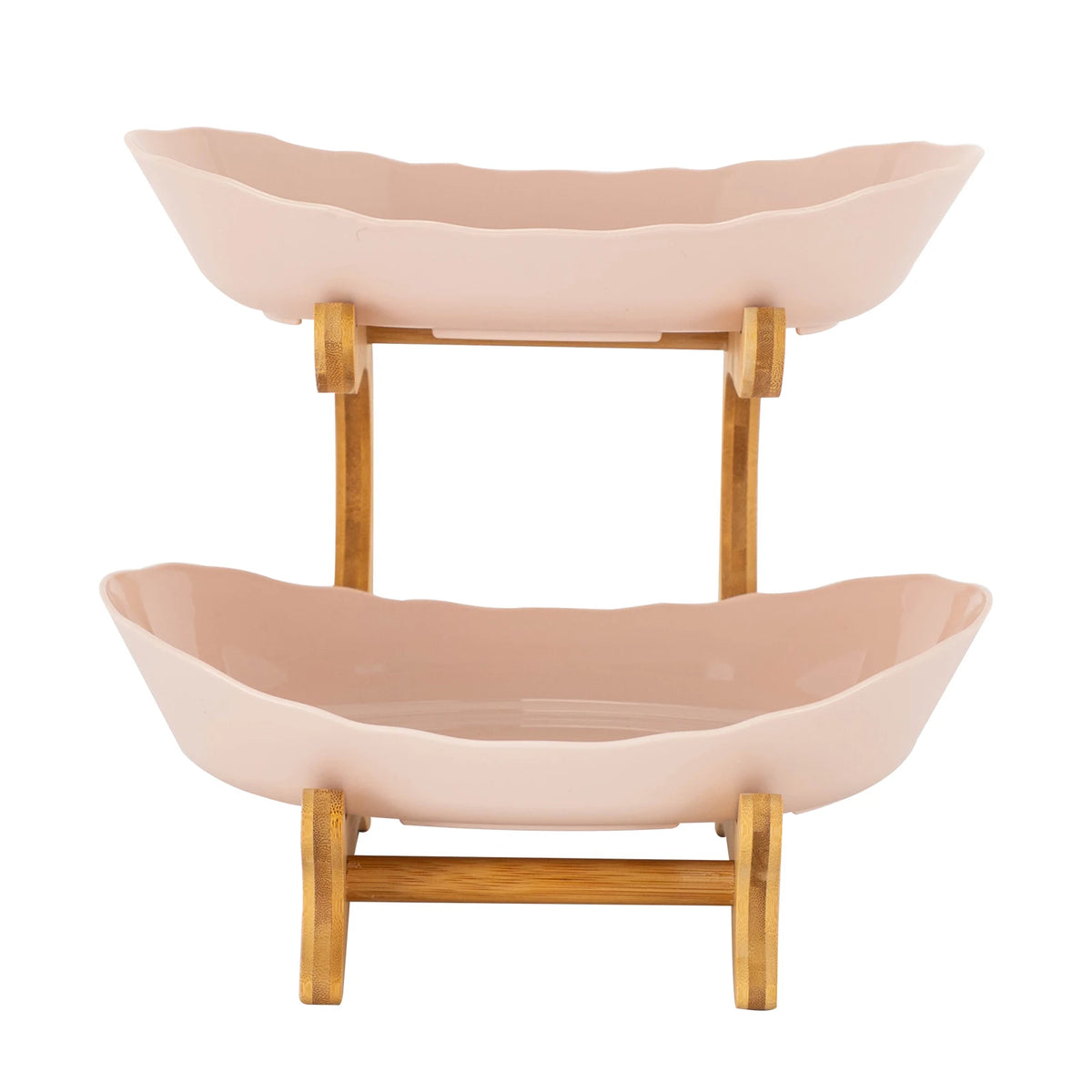 2-Tier Fruit Bowl Bamboo Fruit Basket Stand Food-Grade