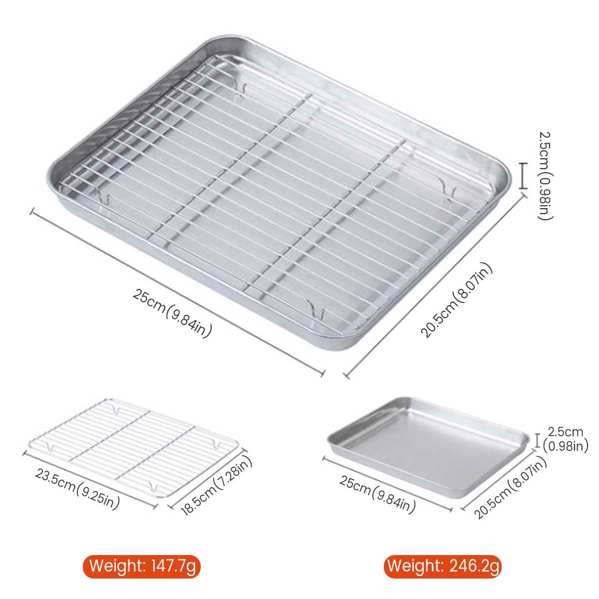 Stainless Steel Baking Tray Wire Rack Non-Stick Grill