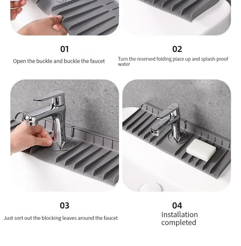 Silicone Faucet Mat Dish Soap Sponge Holder Sink