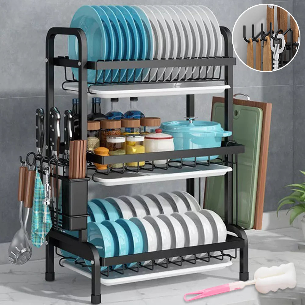 Dish Bowl Drainer Storage Rack Utensil Holder Dish