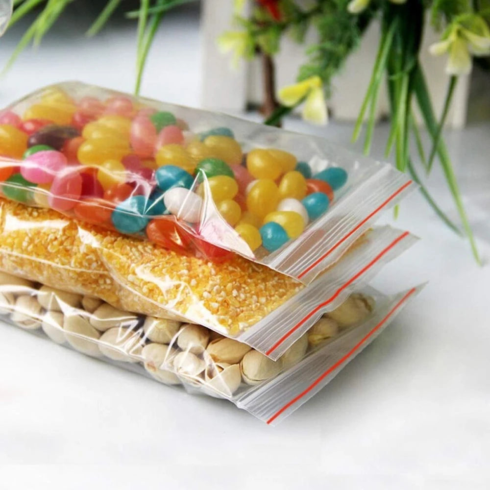 100-1000pcs Small Zip Lock Plastic Bags Transparent Plastic