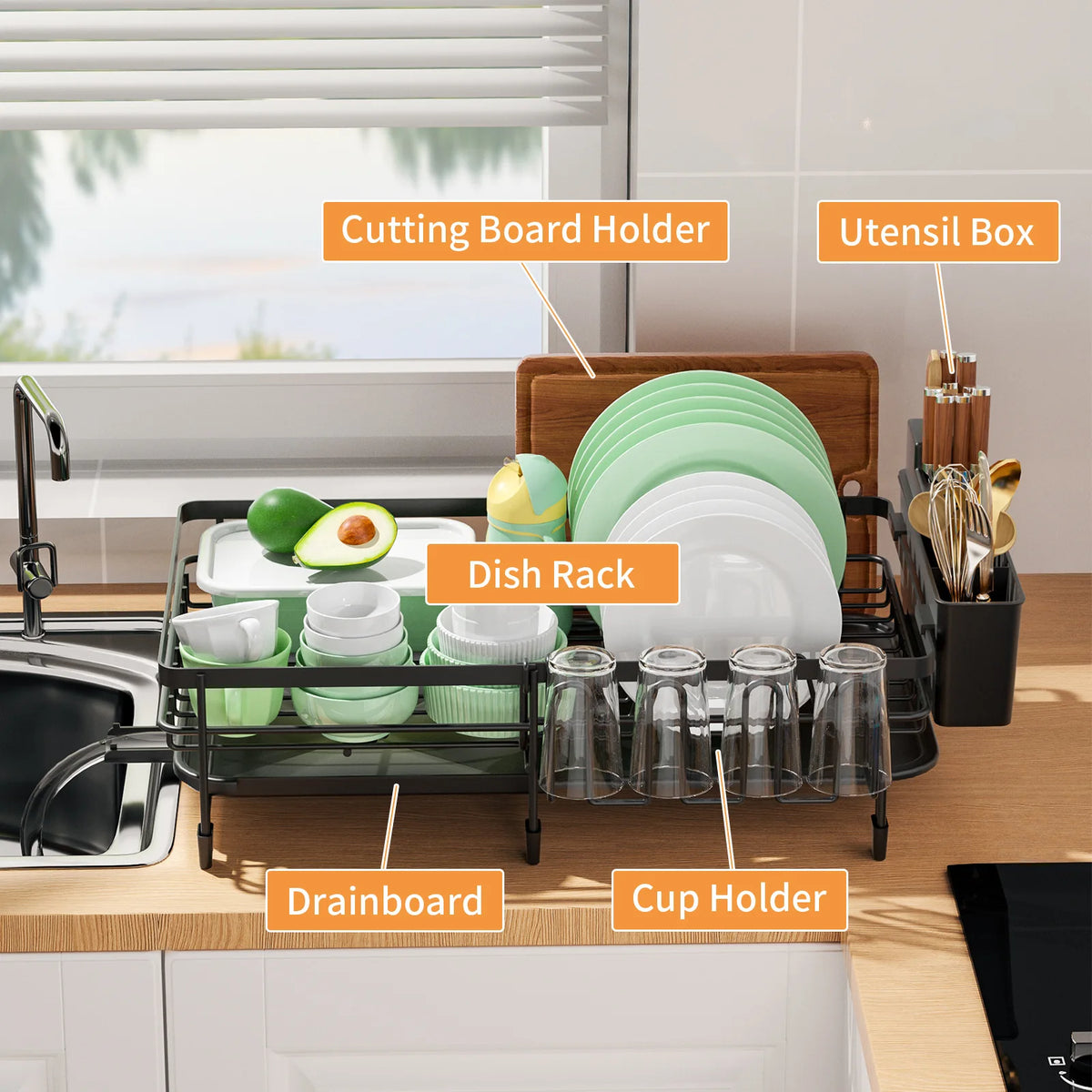Dish Drying Rack Dish Rack Drainboard Expandable Dish
