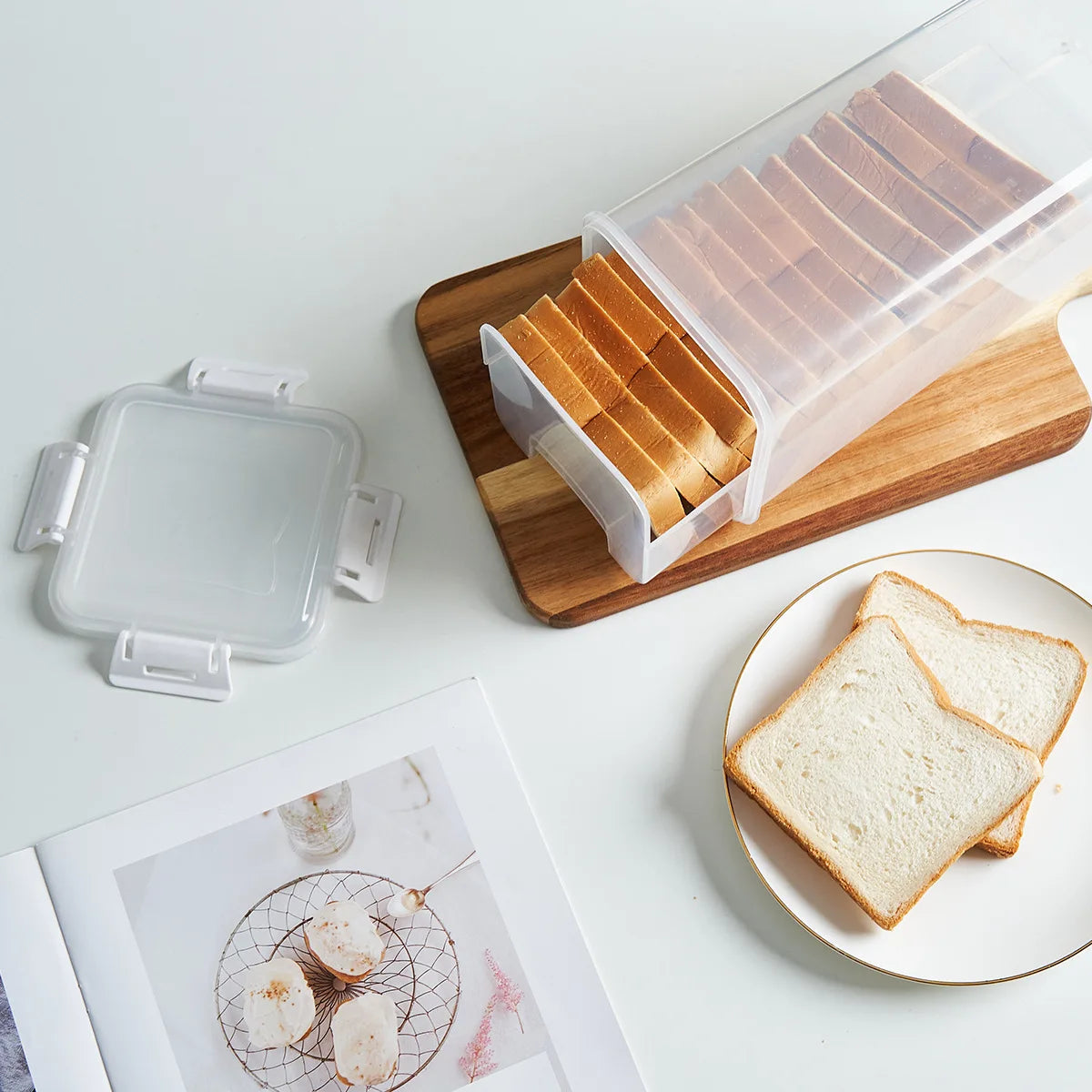 Bread Loaf Container Clear Airtight Bread Box Lid