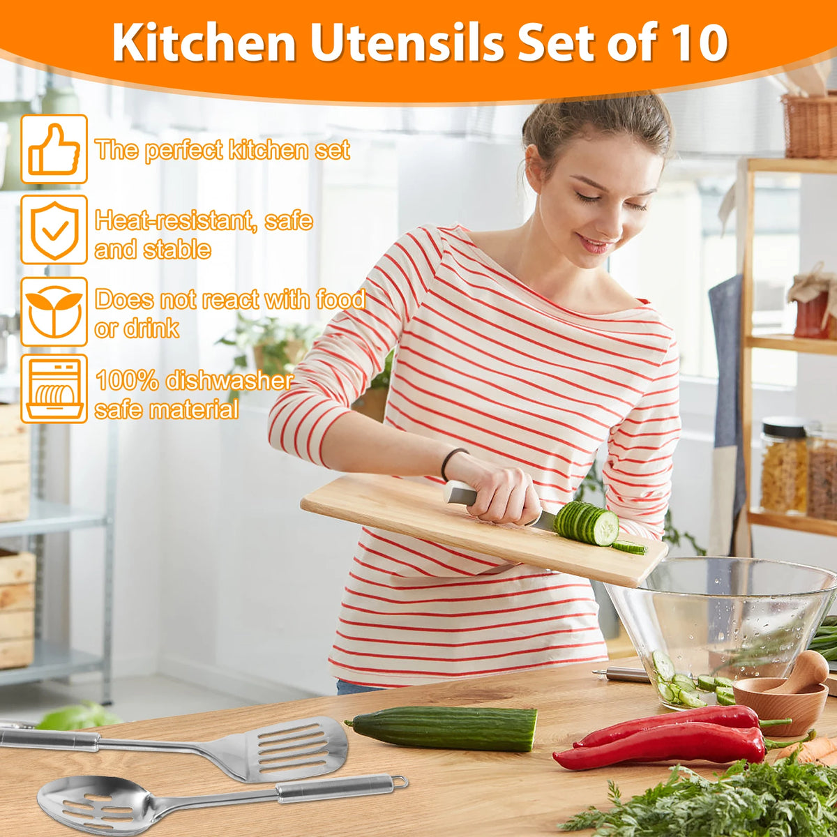 5/10pcs Cookware Cooking Utensils Stainless Steel Shovel Soup