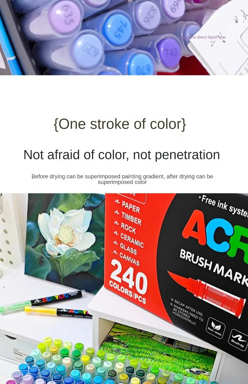 Guangna 12-360 Colors Acrylic Paint Pens Pencil Brush