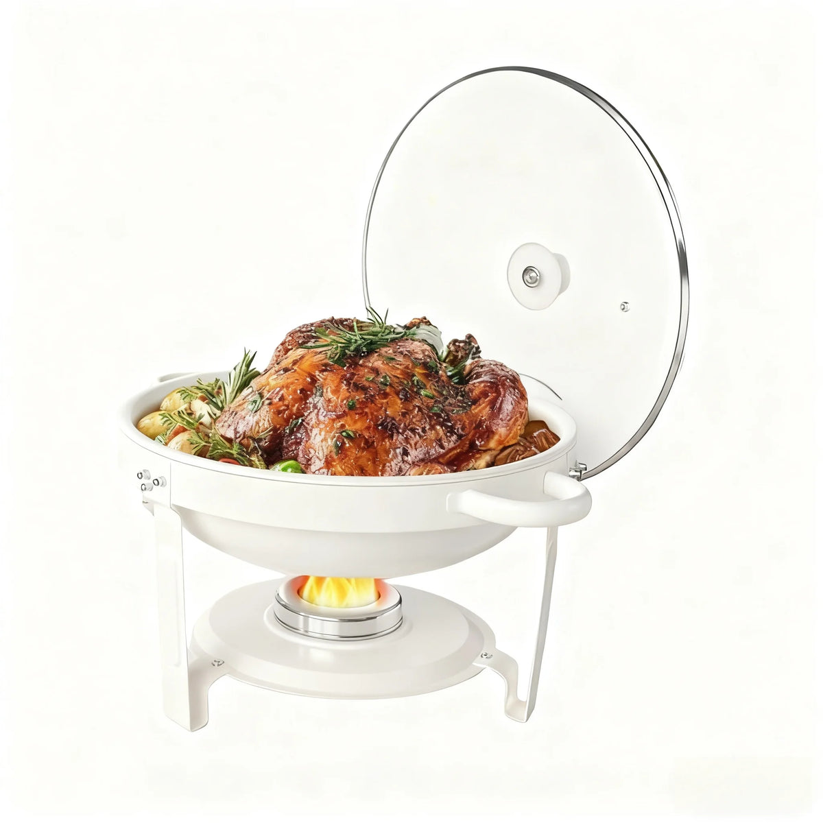 White Chafing Dishes Buffet Glass Lid 5qt 1-2-4pack