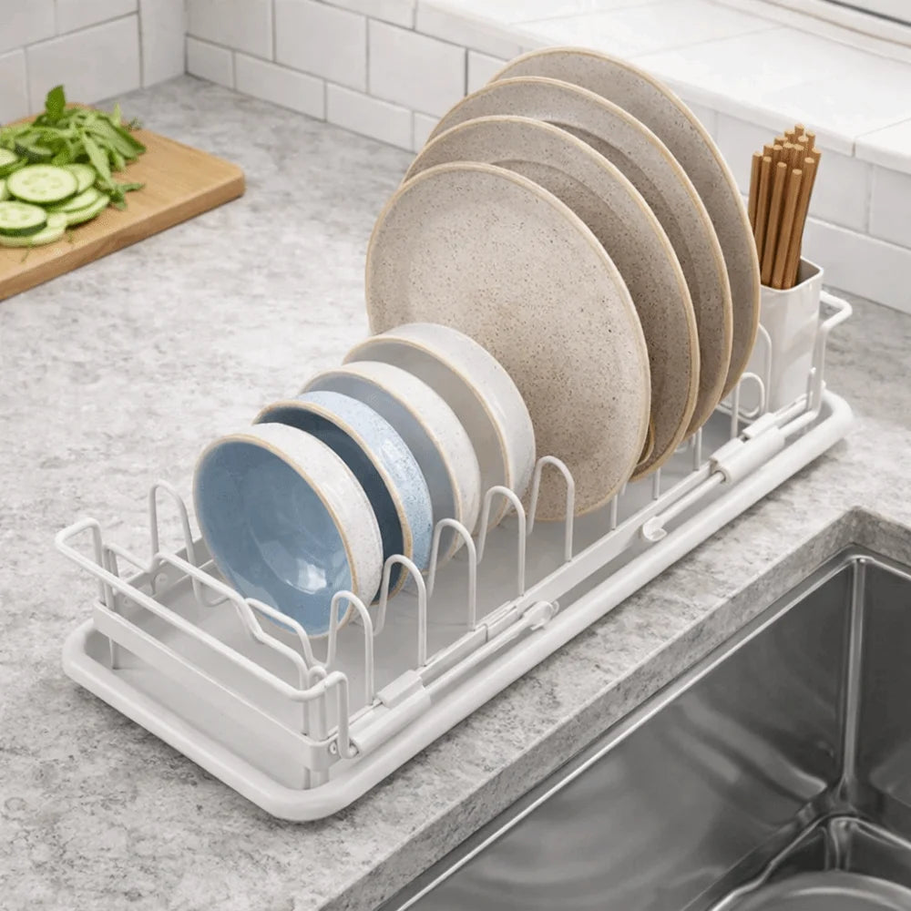 Non-Slip Expandable Dish Drying Rack Large Capacity Draining