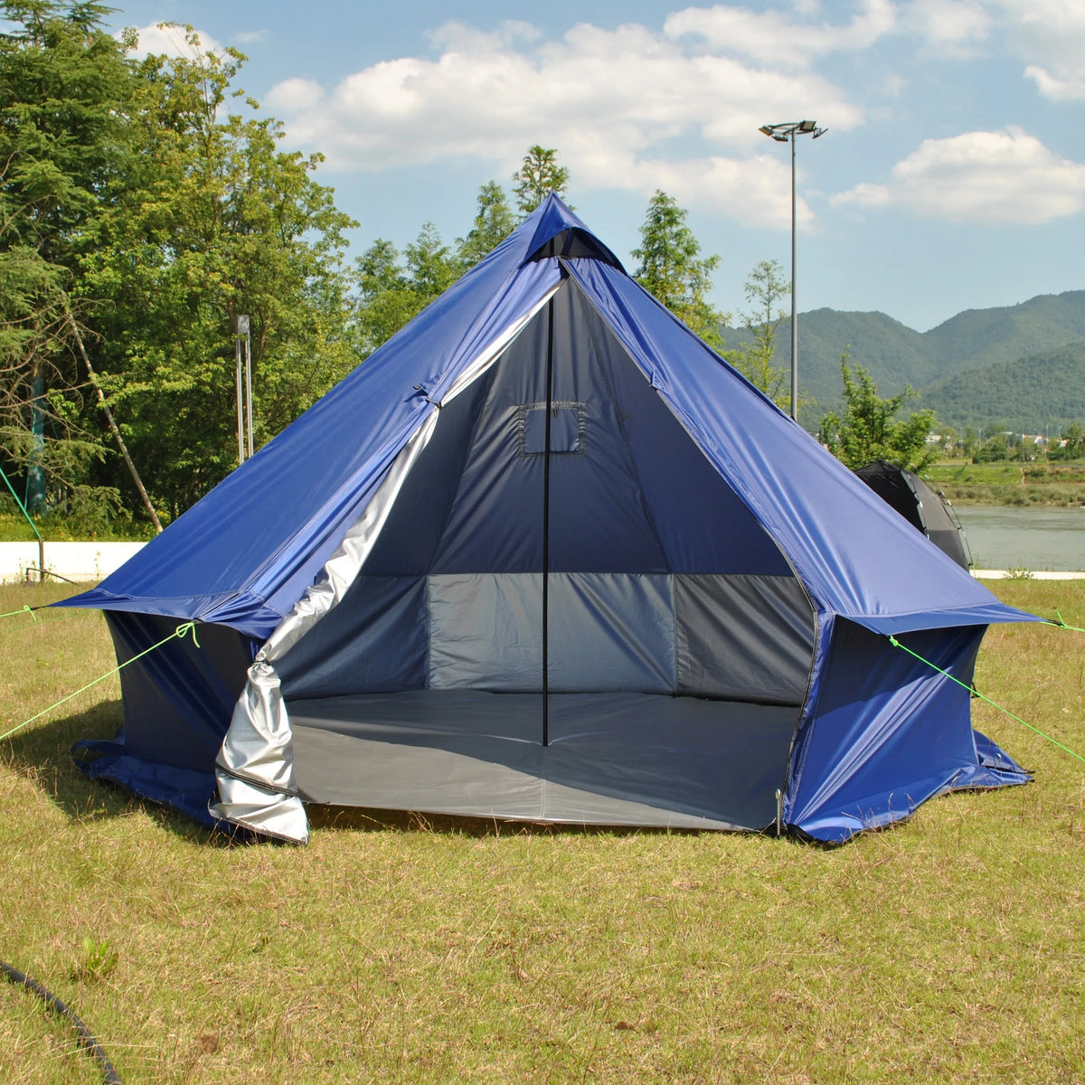 Person Large Pyramid Tent Four Seasons Camping Chimney
