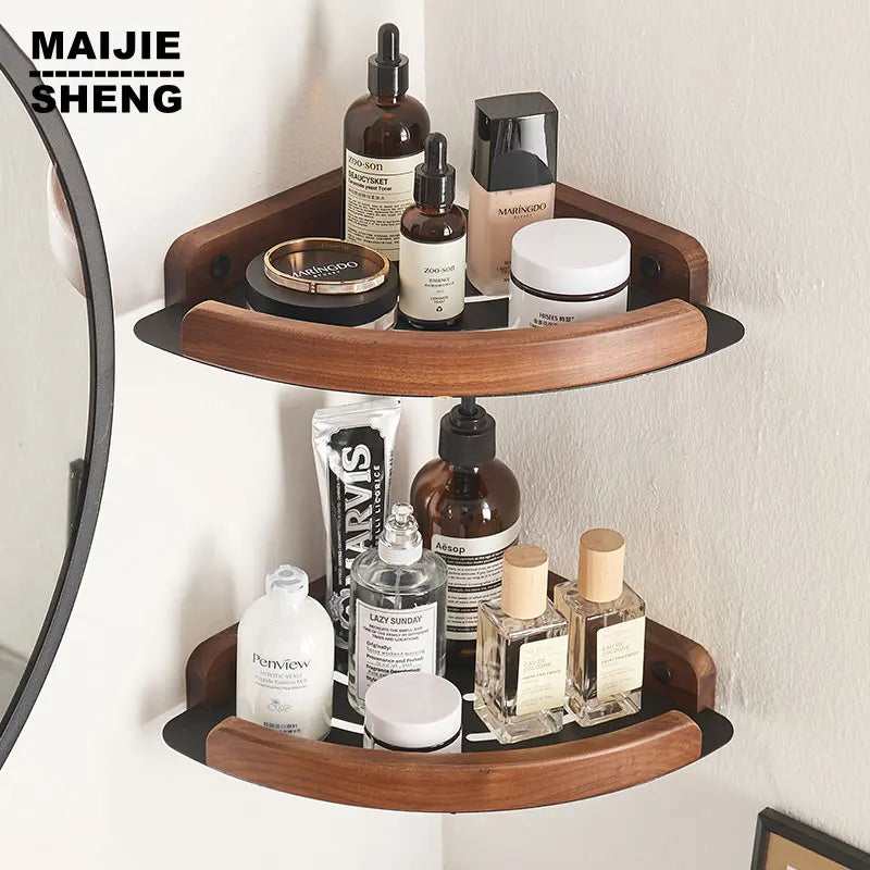 Black White Bathroom Shelves Wall Mountedspace Aluminum Wood
