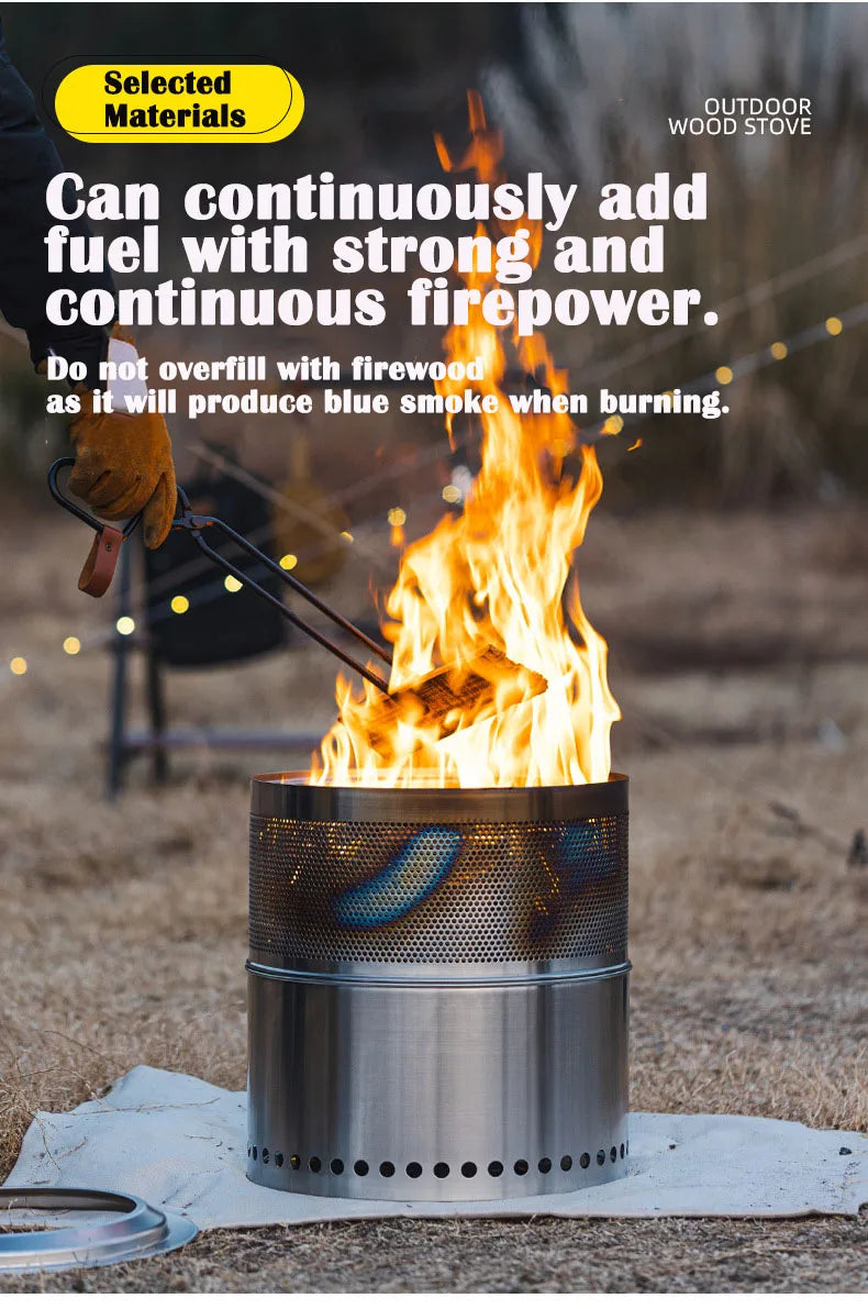 Camping Firewood Stove Folding Windproof Wood Burning Stove