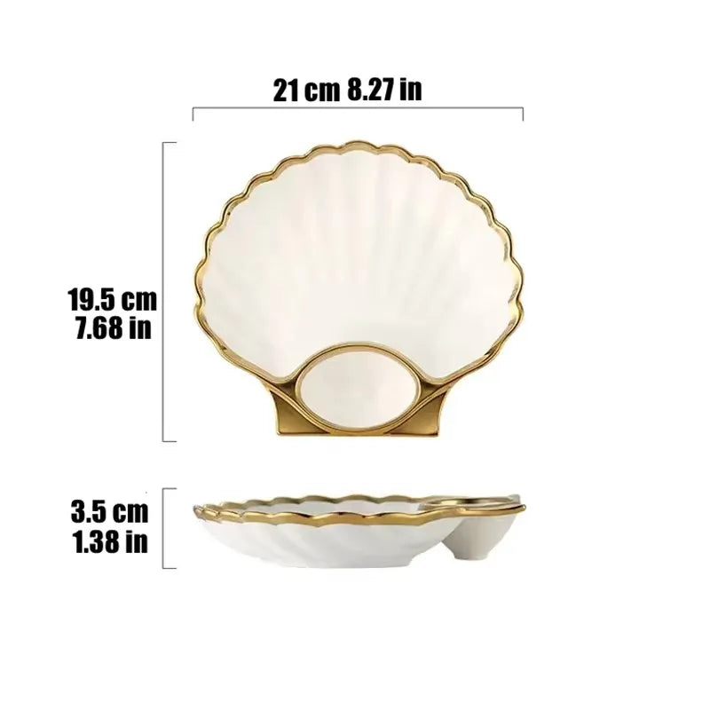 Inch Dark Green Shell Dinner Plate Under-Glazed Ceramic