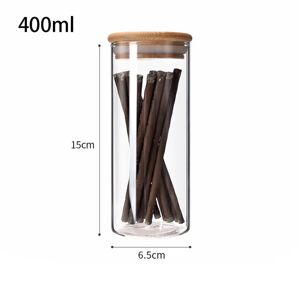4/8pcs 250ml 500ml 1000ml Glass Jar Bamboo Lid