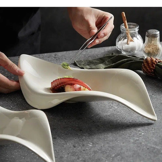 Ceramic Dinner Plate Restaurant Irregular Serving Salad Snack