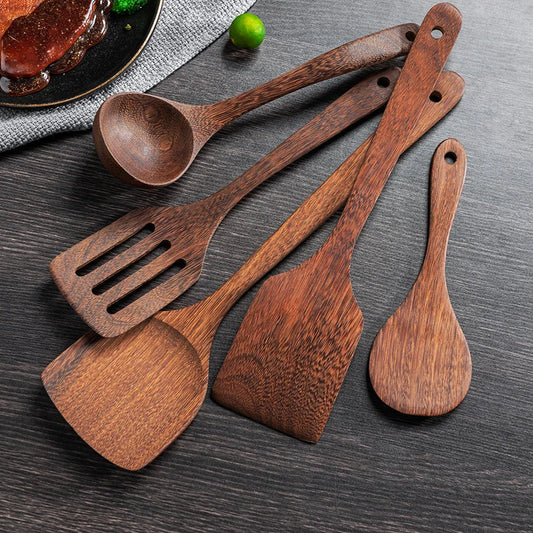 Utensils Non-Stick Cookware Wooden Handle Soup Spoon Spatula