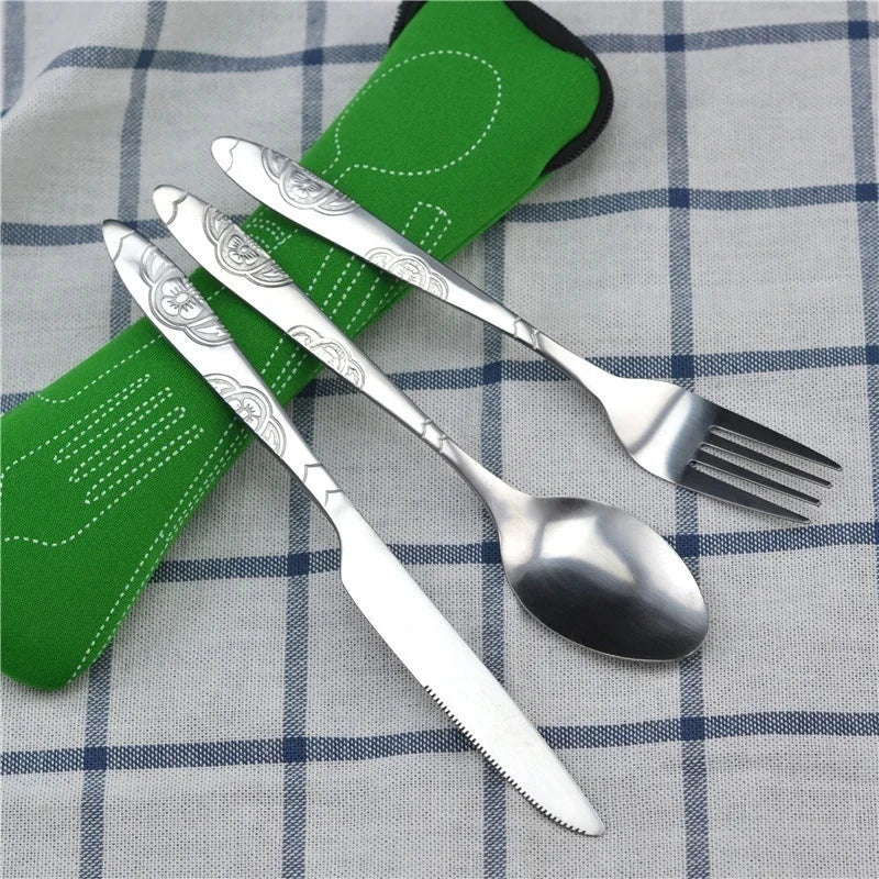 Picnic Tableware Washable Zipper Travel Cutlery Kit Case