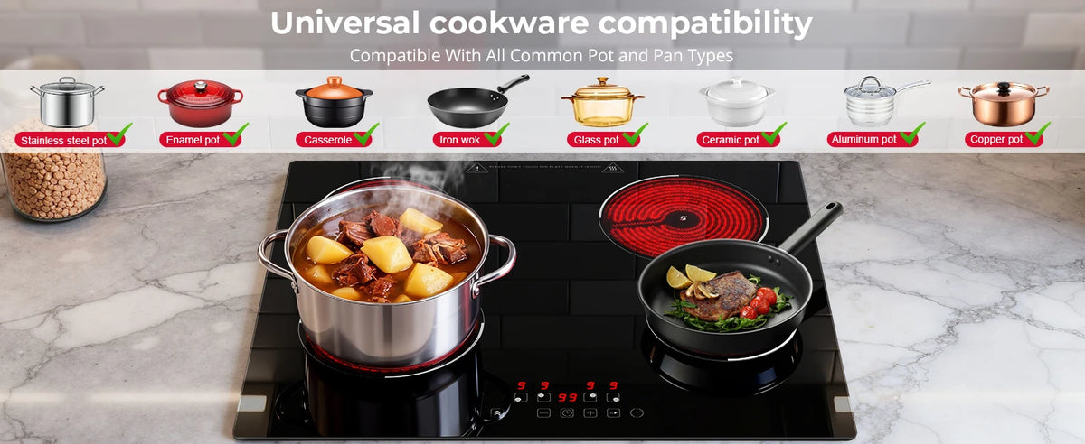 6000w Built-In Ceramic Hob Zone Induction Cooktop Touch