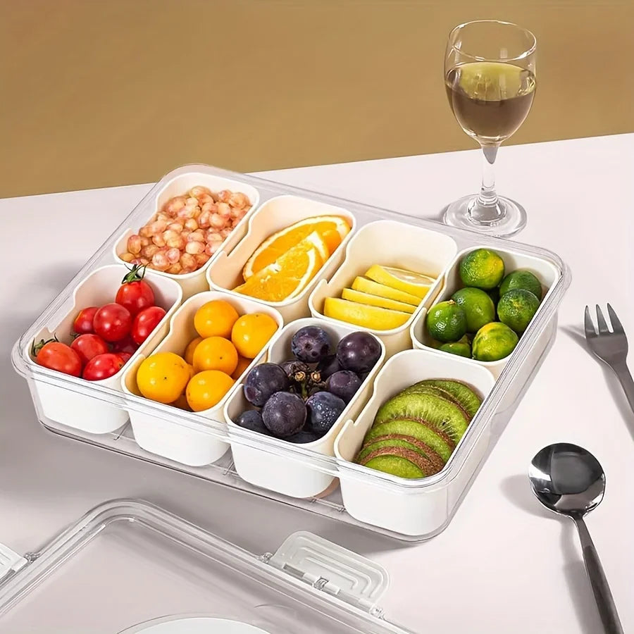 4/8 Compartment Snack Storage Box Lid Travel Charcuterie