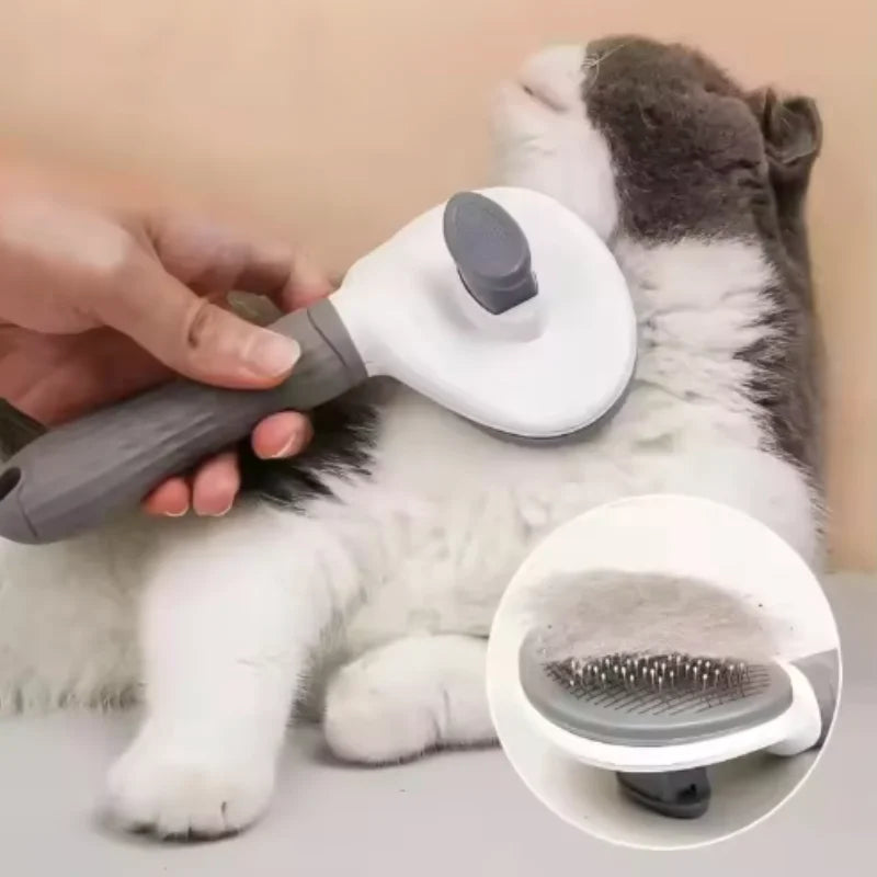 Automatic One-Click Pet Hair Removal Comb Slicker Brush