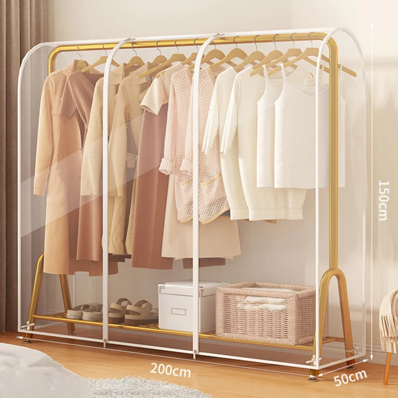 Floor Clothes Hanger Dust Cover Bedroom Drying Rack