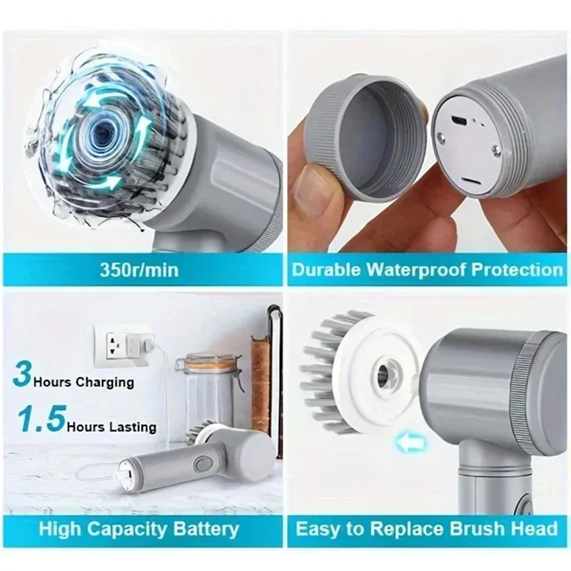 Multi Functional Handheld Electric Cleaning Brush Dishwashing