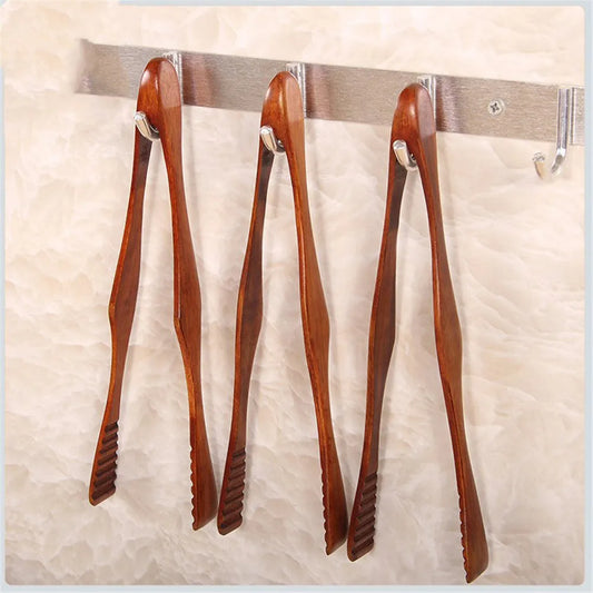 1pc Bamboo Cooking Tongs Food Bbq Salad Bacon