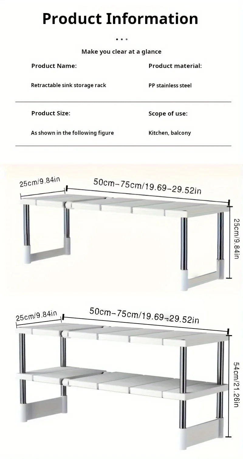 Adjustable Under Sink Storage Rack Expandable & Bathroom
