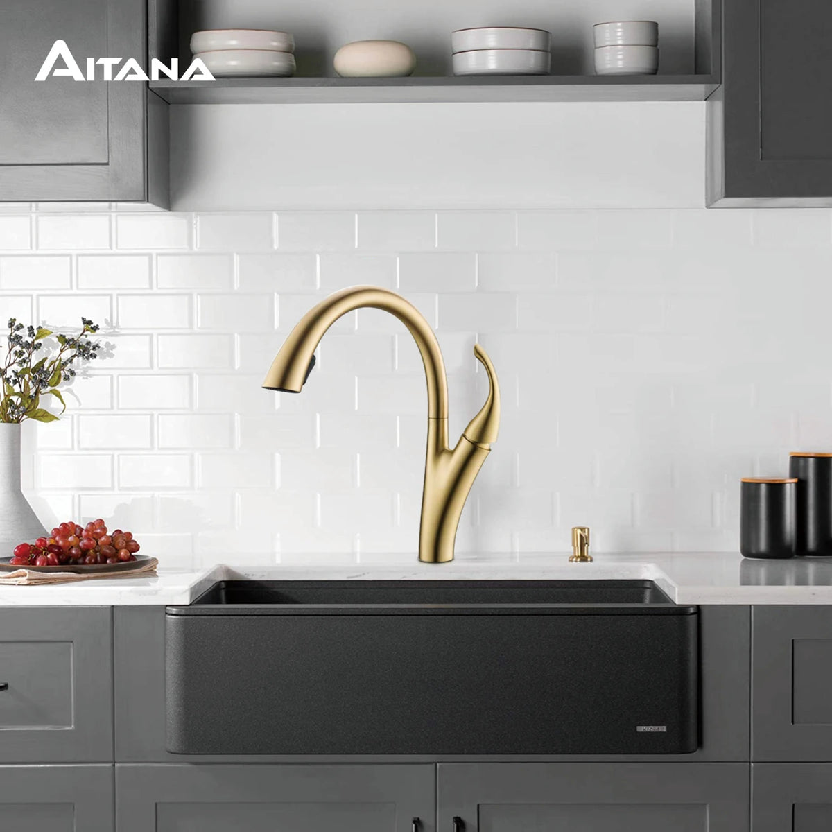 Aitana Simple Design Brass Black Faucet Modern Handle
