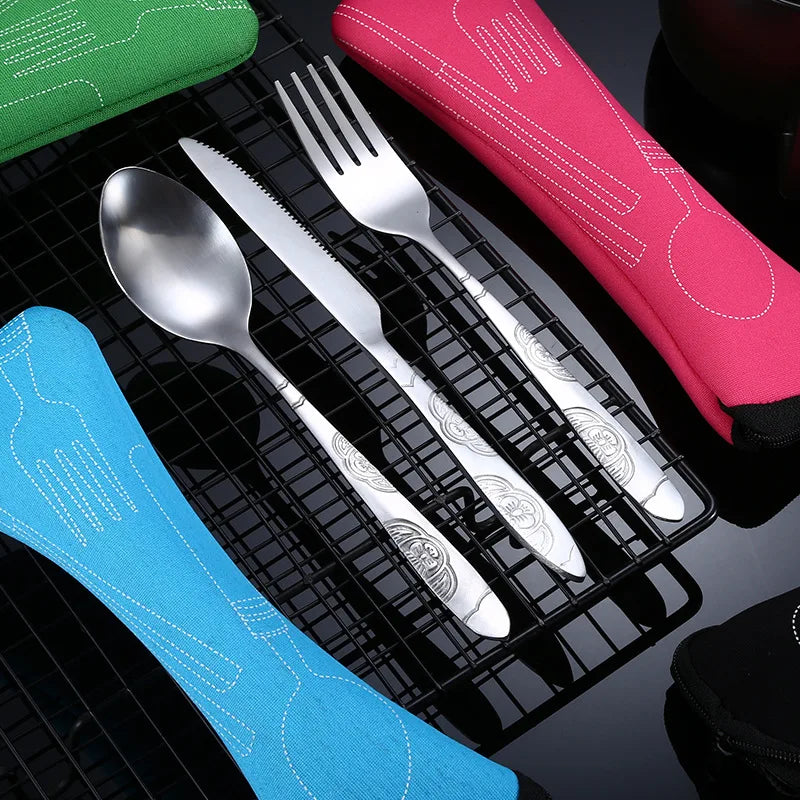 Picnic Tableware Washable Zipper Travel Cutlery Kit Case