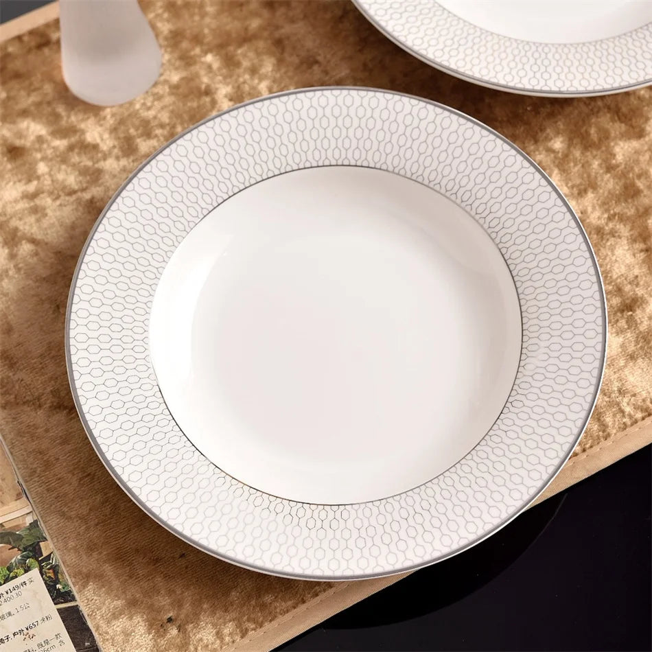 European Silvery Geometric High-End 8/10in Dining Plate Light