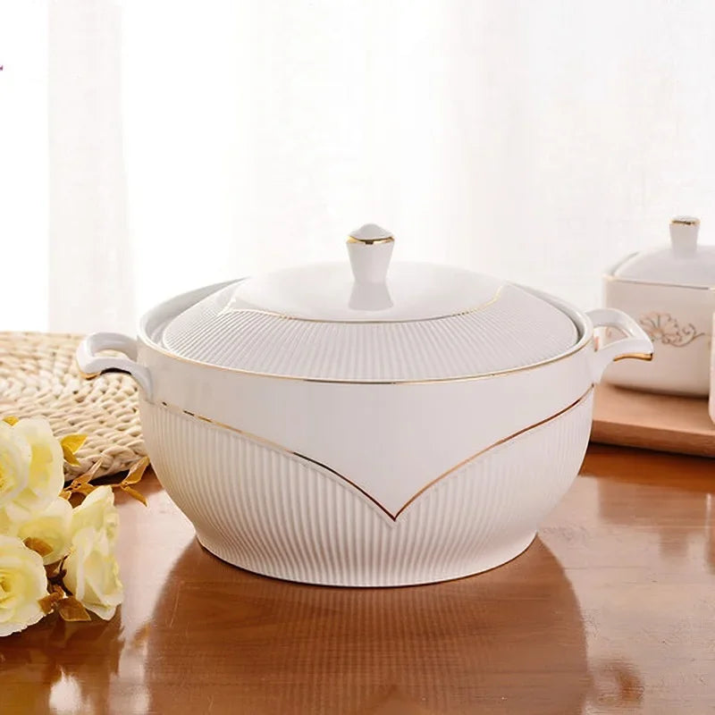 Ceramic Soup Pot Nordic Phnom Penh White Round