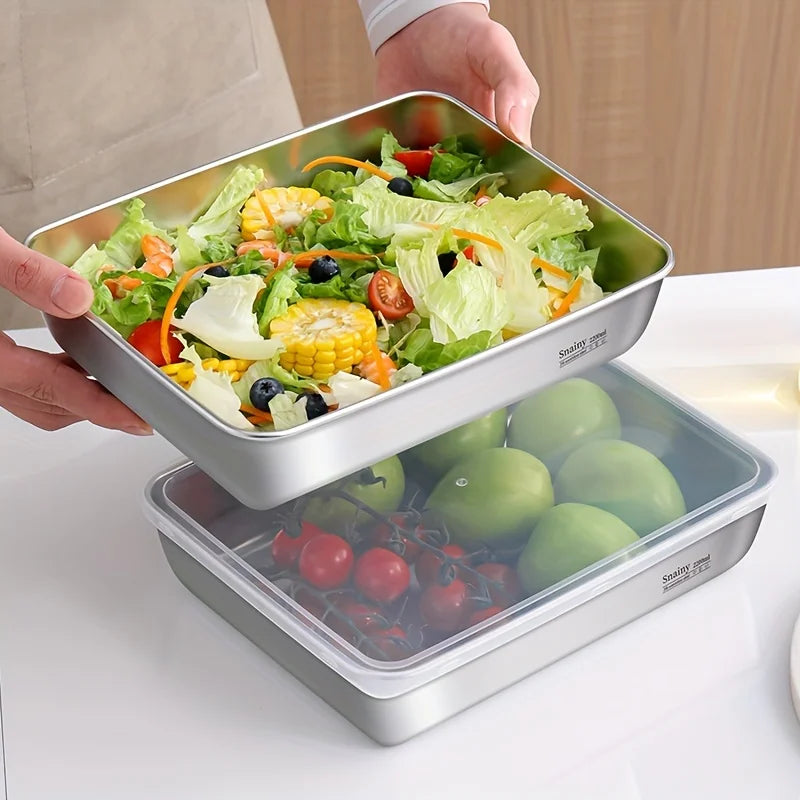 3-Piece Stainless Steel Food Storage Containers - Airtight