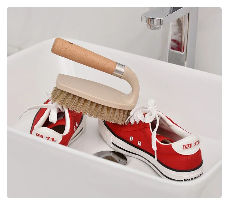 Wooden Handle Cleaning Brush Stiff Bristle Scrubber