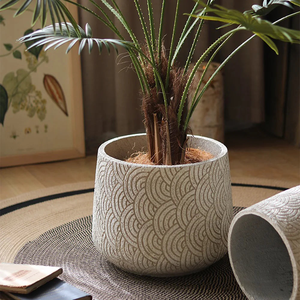Nordic Art Texture Large Flowerpot Silicone Mold Concrete
