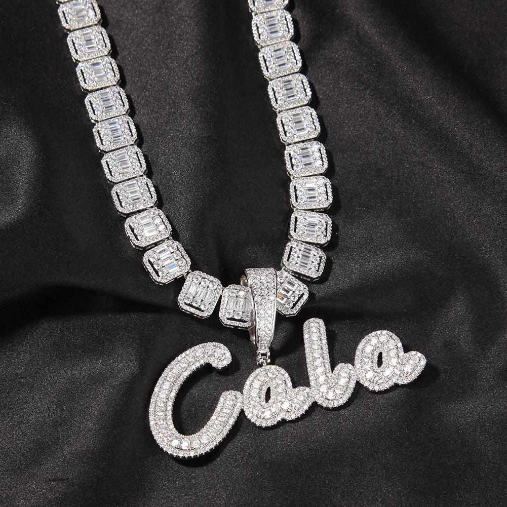 Uwin Custom Name Pendant Brush Cursive Letter Necklace