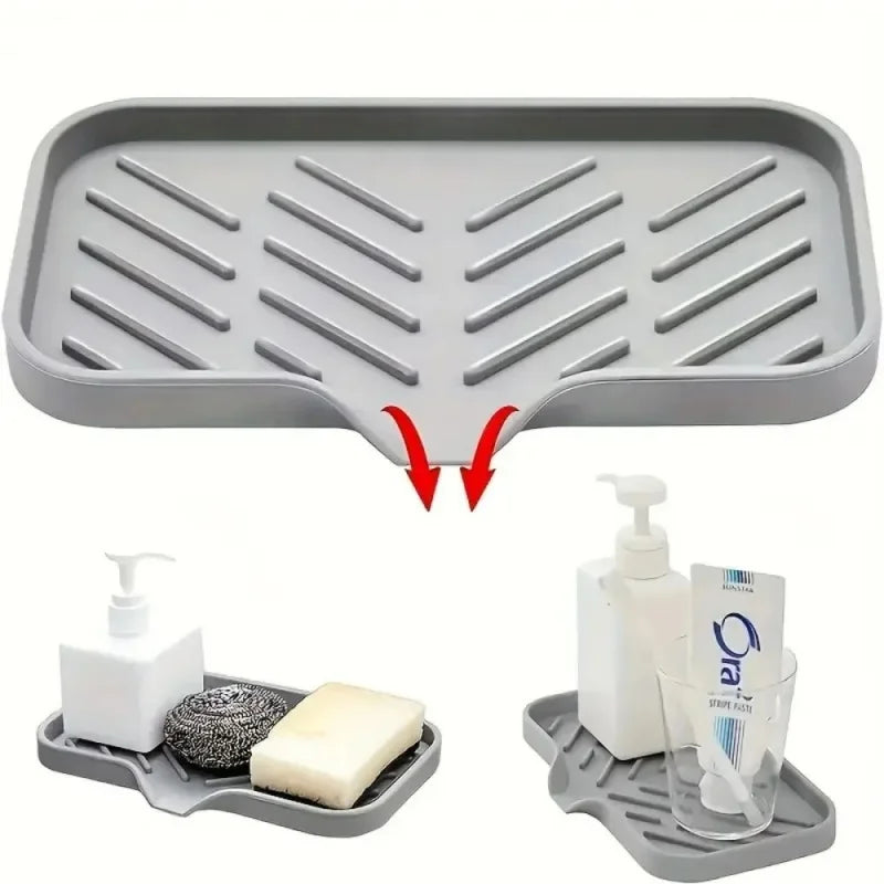 1pcs Sink Silicone Tray Drain Soap Sponge Storage