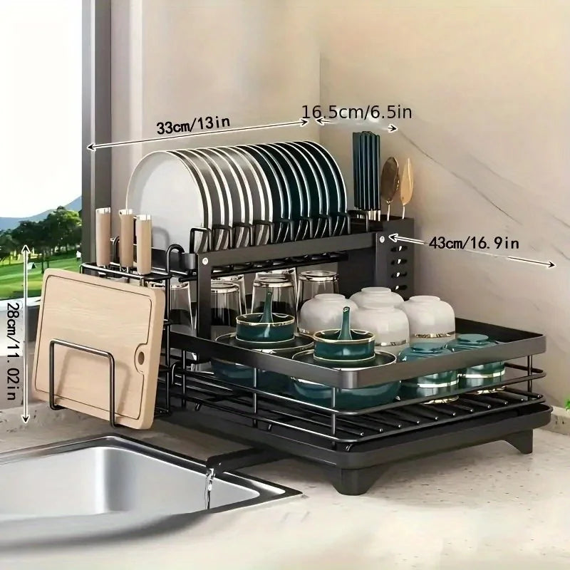 2-Tier Dish Drying Rack Large Durable Rust-Proof 2-Tier