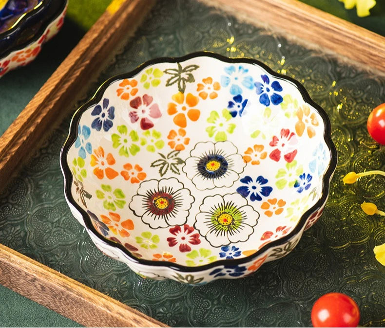 Ceramic Fruit Dessert Salad Bowl Plate Creative Retro