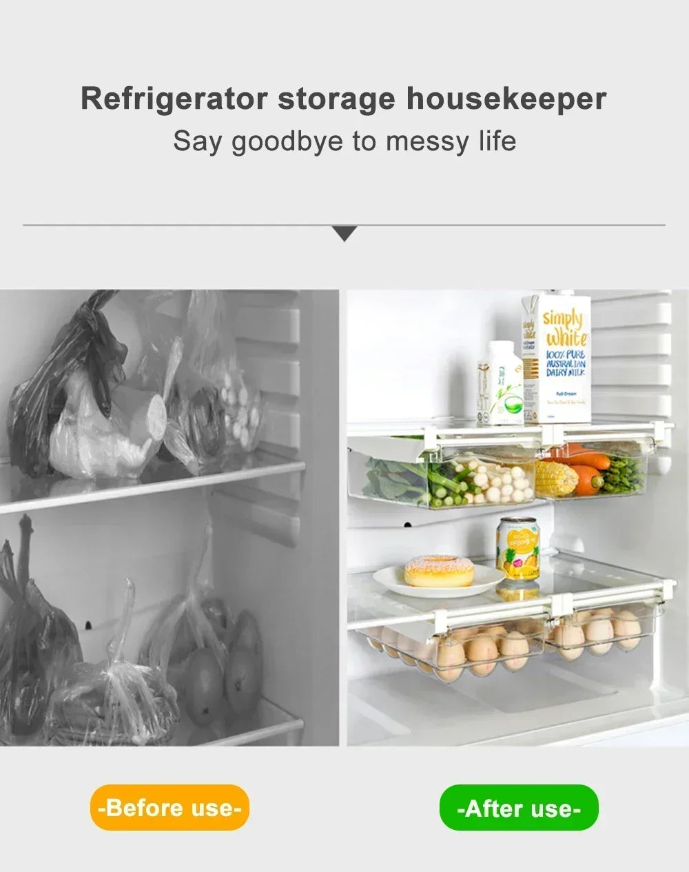 Transparent Fridge Organizer Fruit Egg Refrigerator Storage Box
