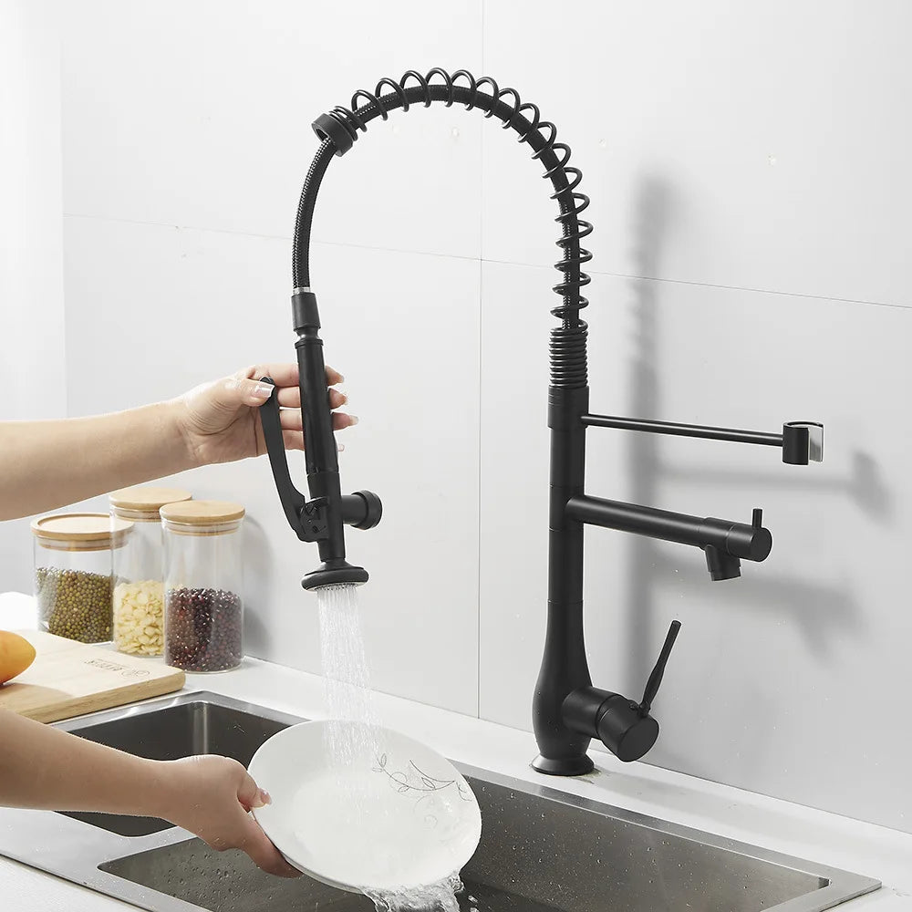 Faucet Brushed Nickel Pull-Out Faucet Swivel Dual Purpose