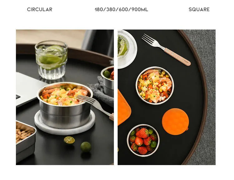 Stainless Steel Food Storage Box Silicone Lid Lunch