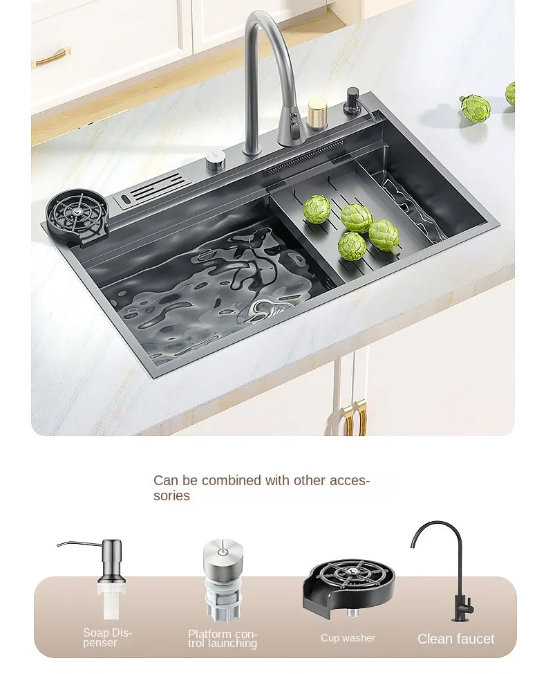 Waterfall Sink Nanometer 304 Stainless Steel Large Slot