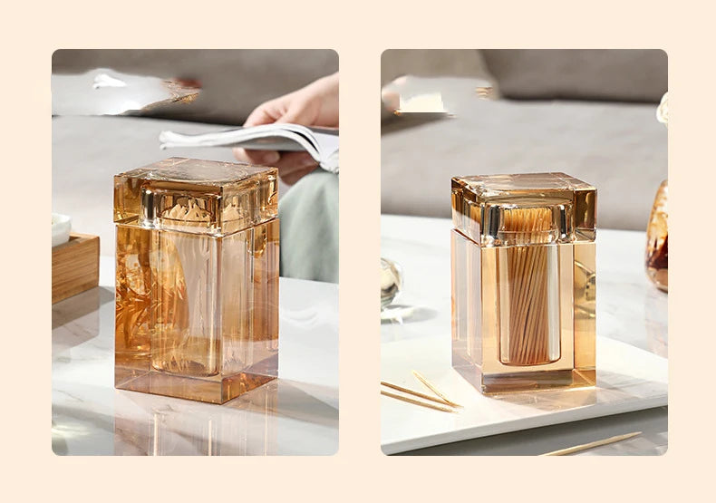 Luxury Crystal Glass Toothpick Box Barrel Dining Table