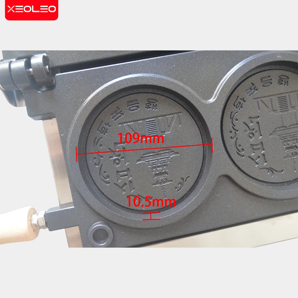 Xeoleo Commerical 4pcs Korean Coin Waffle Maker 3000w