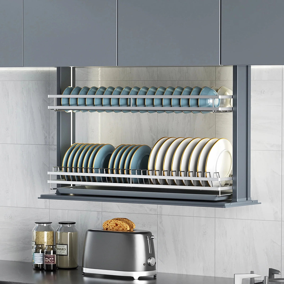 Angelparticle Smart Pull Down Cabinet Organizer-Electric Dish