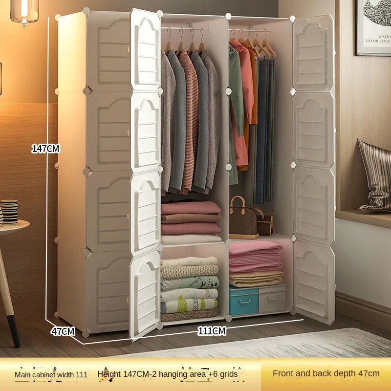 Bedroom Dustproof Clothes Cabinets Plastic Collapsible Durable